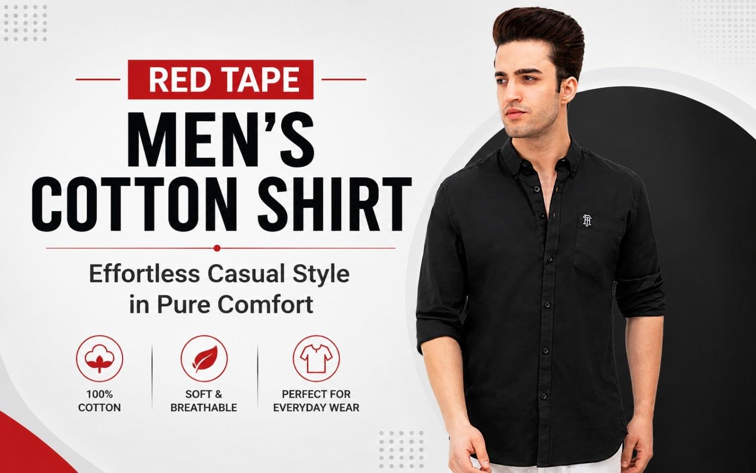Red Tape Men’s Cotton Shirt: Effortless Casual Style in Pure Comfort